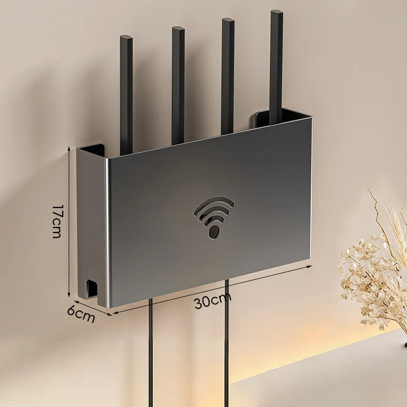 Living Room Wifi Router Holder Storage Shelf Minimalist Wireless Box Qme Gray