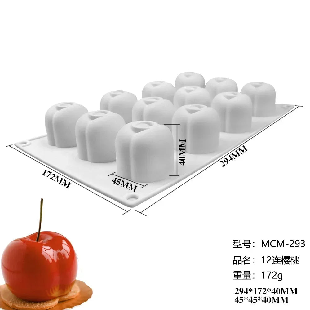 Silicone Cake Moulds Fruits Mousse Cake Molds Orange Apple Pear Mango Strawberry Pinecone Shape Mould Dessert Decorating Tools Qme Cherry