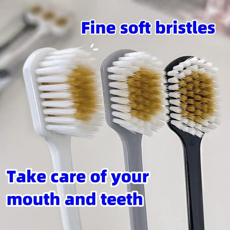Adult wide head manual soft toothbrush set (3 sets per box), comprehensive care for teeth and gums, the best friend for teeth Qme