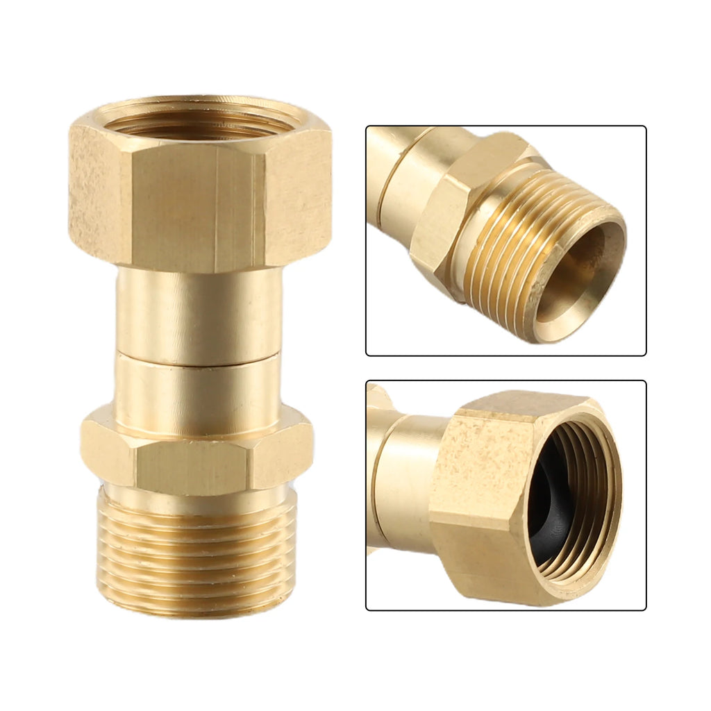 1x Brass High Pressure Washer Swivel Joint Fitting M22 14mm Thread Rotation Hose Pressure Washer Free Swivel Joint Replacement Qme