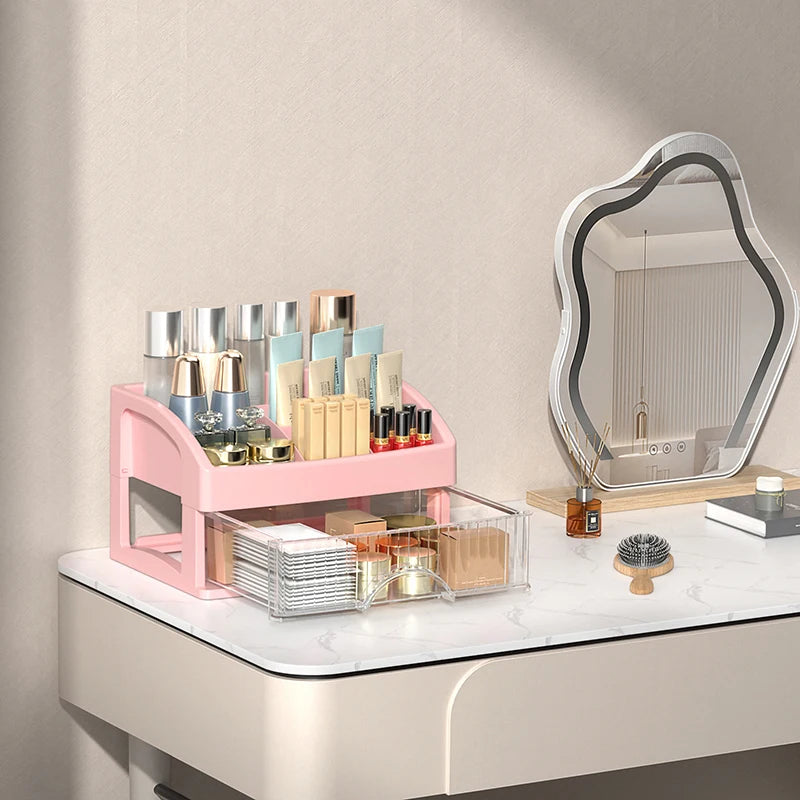 Multi-functionaldesktop Storage Box Drawer Hair Decoration Qme Pink Two layers