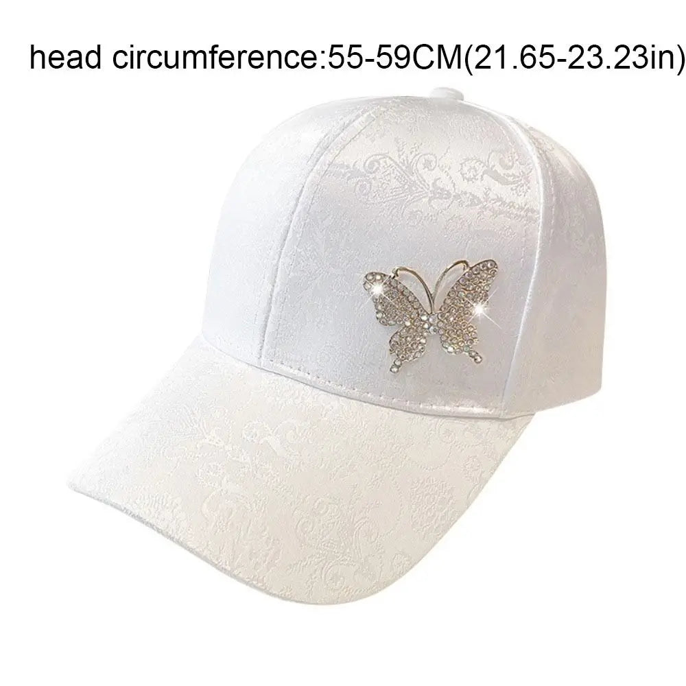 Solid Color Rhinestone Baseball Hat Sun Protection Breathable Sunscreen Peaked Cap Adjustable Korean Style Women Sun Cap Women Qme