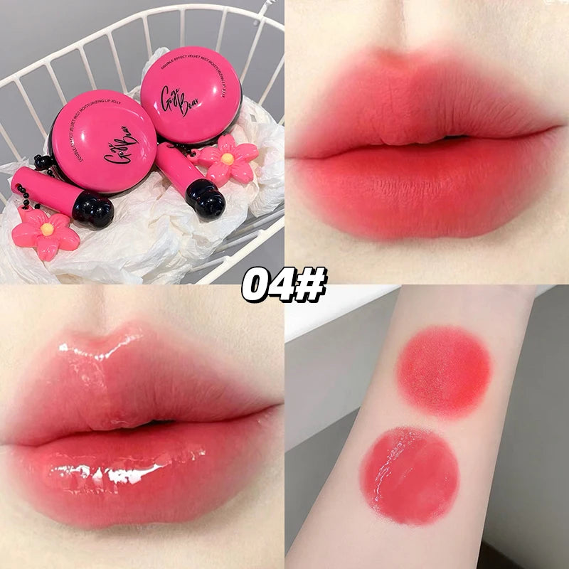 Gege Bear Dual Effect Velvet Matte Glossy Pendant Lip Glaze Hydrating Qme GX1371-4