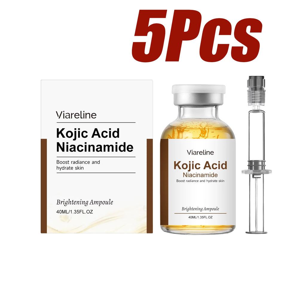 Niacinamide Brightening Ampoule Serum Face Hydrating Even Tone Nourishing Brightening Essence Kojic Acid Dark Spot Corrector Qme 5 x 40ml Boxed