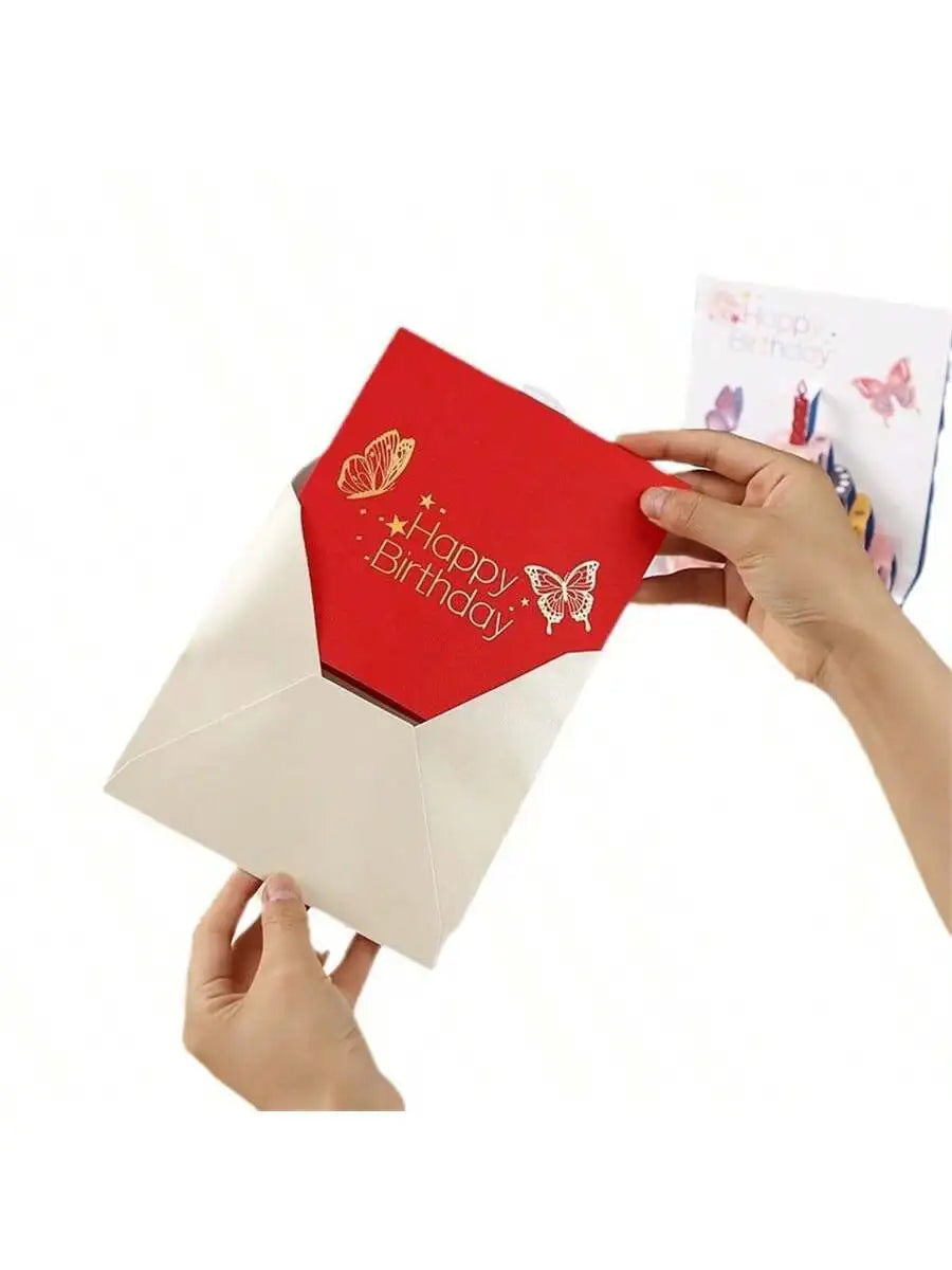 3D Pop Up Birthday Cards Butterfly Cake Design Greeting Laser Cut Qme