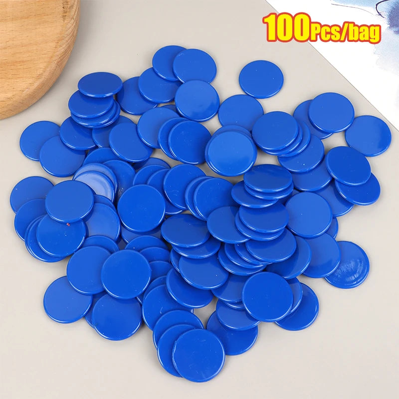 Math Learning Montessori Toy 100 X Plastic Poker Chips Bingo Chip Qme Blue