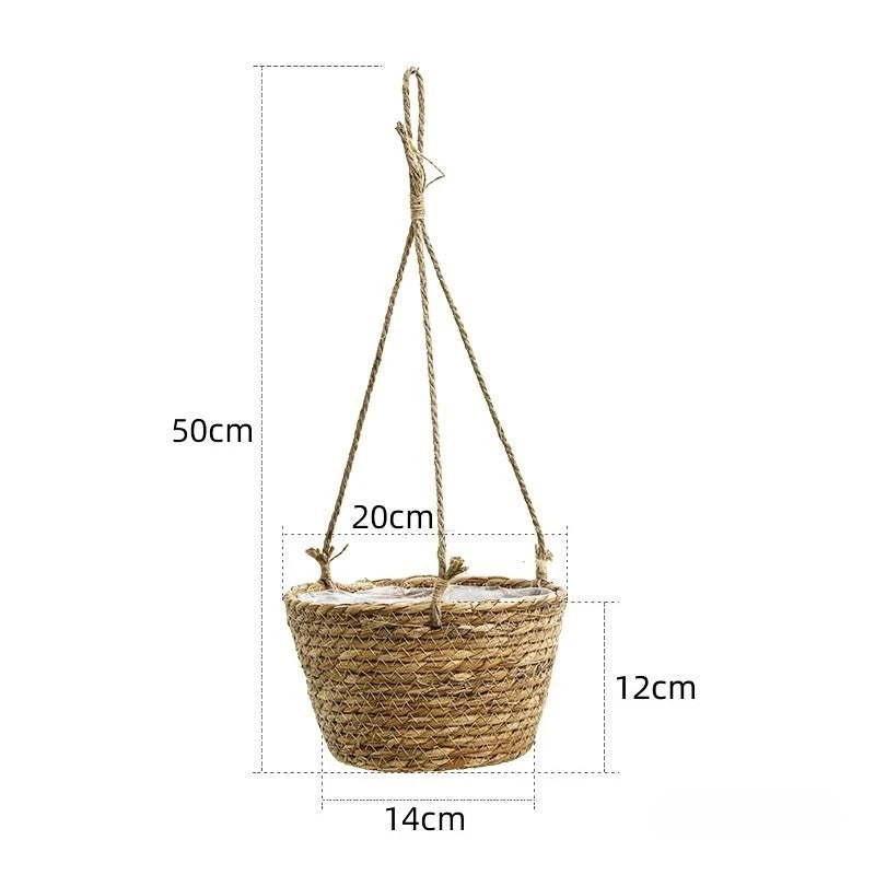 Garden Hanging Planter Macrame Plant Storage Basket Jute Rope Woven Indoor Outdoor Flower Pot Holder Plant Hangers Home Decor Qme Primary color
