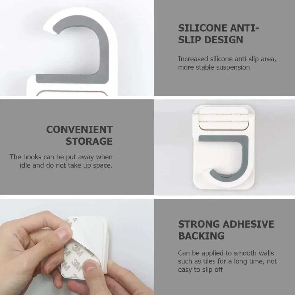 Self Adhesive Wall Mount Mop Broom Hanger Multi-purpose Hook Storage Rack Bathroom Kitchen Utility Room Cleaning Tool Organizer Qme