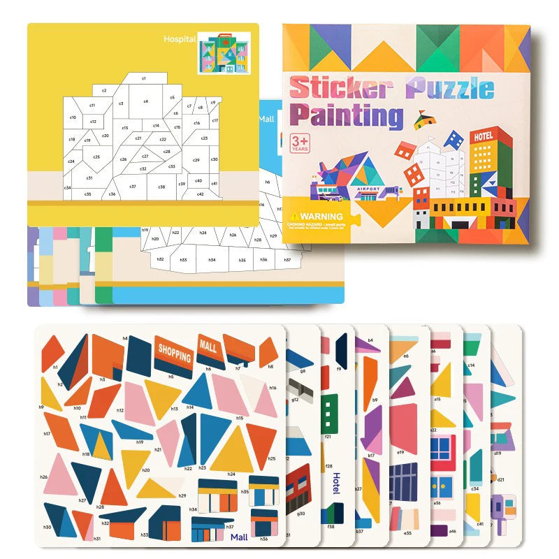 3D Puzzle Sticker DIY Craft Art Kit with Self-Adhesive Paper Back-to-School Gift Animal Collages Creative Handcraft Educational Qme Architecture