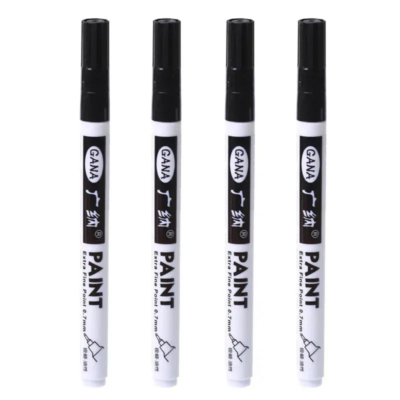4Pcs/set High Quality Permanent Paint Markers Pen 0.7mm Fine Tip Waterproof, for Rock Painting, Wood, Metal, Canvas Qme 4Pcs black