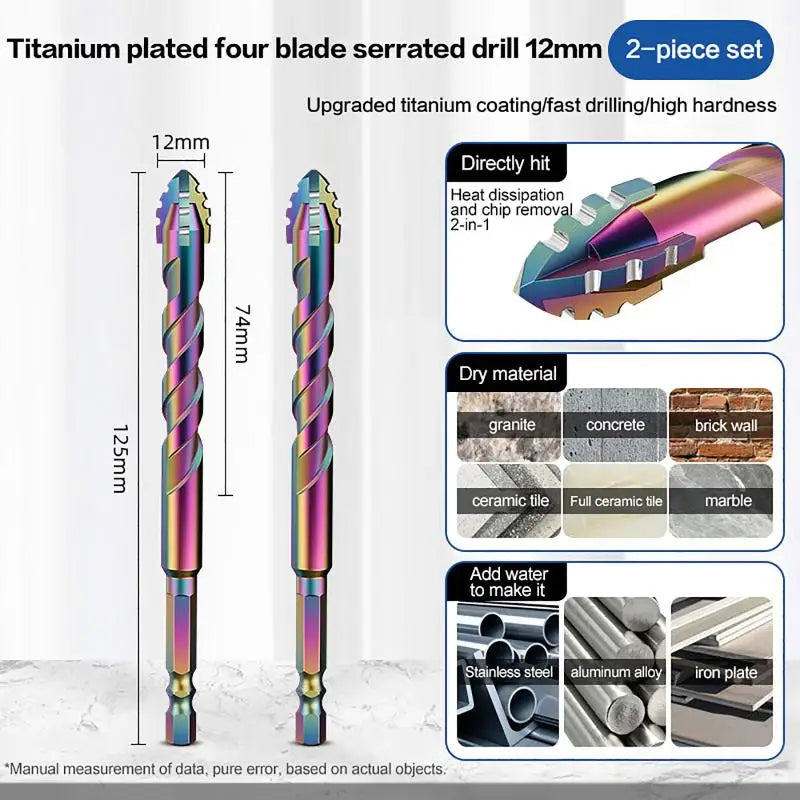 Tiles Concrete Metal Ceramics Drill Bits Tools 6- Four-edge Serrated Qme A4
