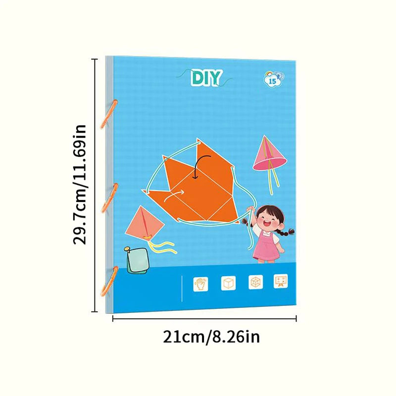 3D Geometry Learning Book Braided Rope Design Pull String Teach Qme