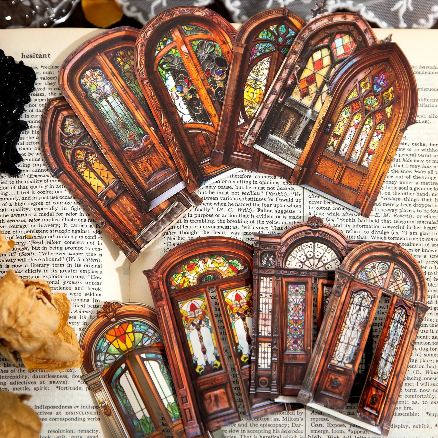 Vintage Door Frame Sticker Pack 10 Sheets/Bag Scrapbook Stationery DIY Journal Phone Case Notebook Decoration Qme
