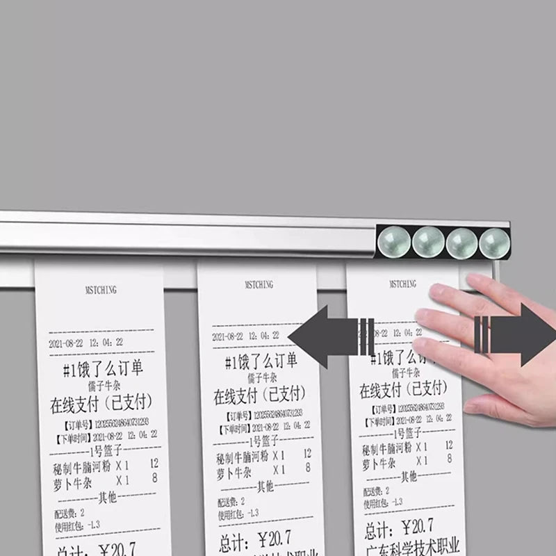 Aluminum Alloy Wall-mounted Sticked Take-out List Receipt Clip Hanging Ticket Order Invoice Paper QR Holder Restaurant Menu Clip Qme