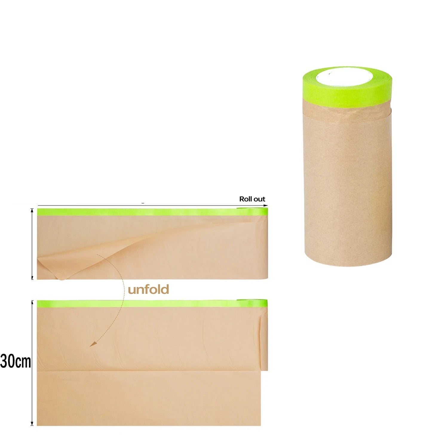 Pre-Taped Masking Paper Wall Treatment Covering For Painting Spray Masking Protective Paper Car Beauty Paint Masking Craft Paper Qme 30cm