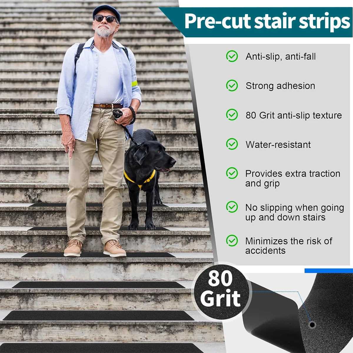 Heavy Duty Anti Slip Tape for Stairs Grip Tape Use on Walkways Stairs Ramps and Decks Indoor/Outdoor Anti-Slip Stickers Qme