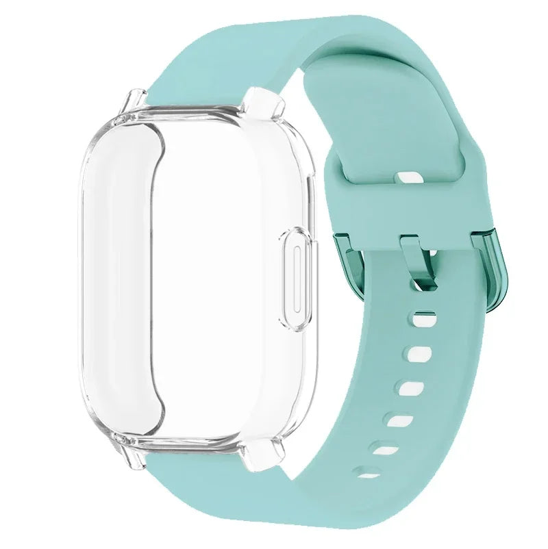 Protector Case+Silicone Strap For Xiaomi Redmi Watch 5 active/5 Lite Full Cover Screen TPU Soft Shell and Breathable Sport Band Qme GemGrTr For Redmi 5 Lite