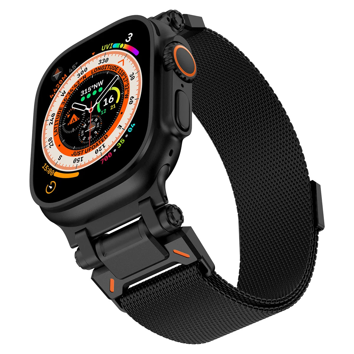 Milanese Titanium Color Band For Apple Watch Ultra 2/1 49mm Series 10 9 8 7 46mm 45mm Magnetic Loop Strap For iWatch 6 5 4 44mm Qme Black for iWatch 10 46mm