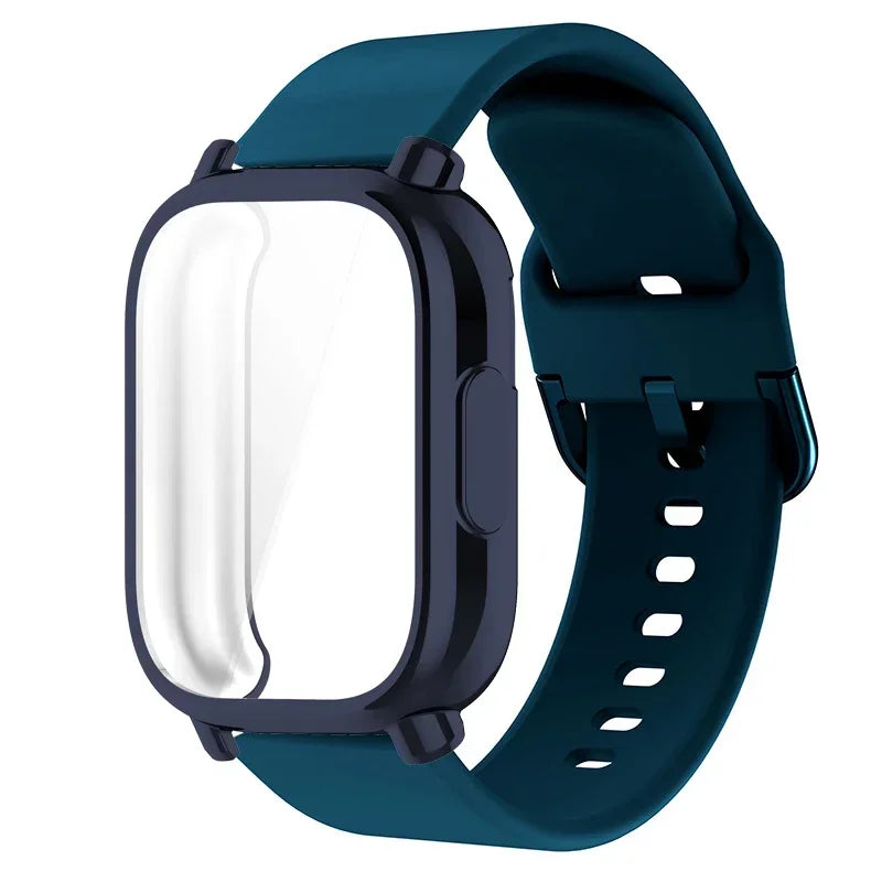 Protector Case+Silicone Strap For Xiaomi Redmi Watch 5 active/5 Lite Full Cover Screen TPU Soft Shell and Breathable Sport Band Qme