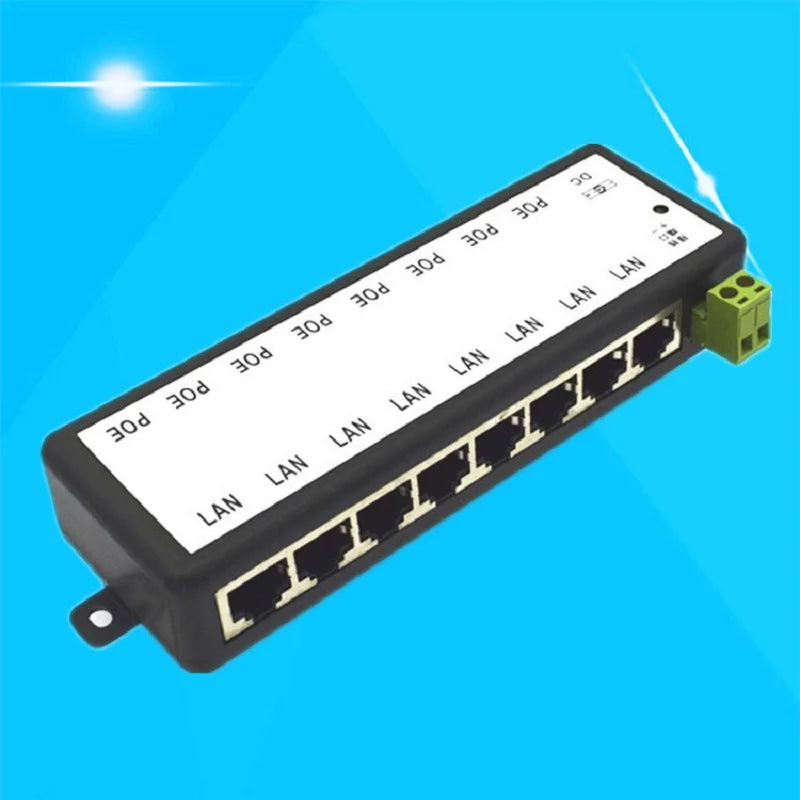 4 Ports 8 portsPoE Injector PoE Power Adapter Ethernet Power Supply Pin 4,5(+)/7,8(-) Input DC12V-DC48V for IP Camera Qme