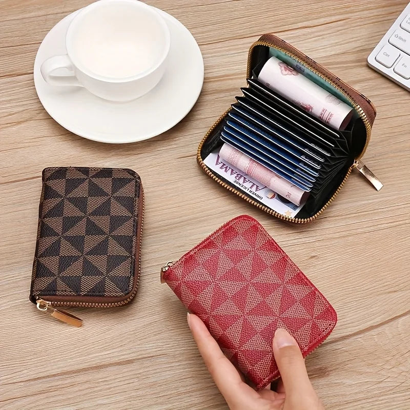 Short Accordion Card Holder, Large Capacity Wallet, Small Coin Purse,Zipper Bag,Credit Card Holder,Key Pouch,And Coin Bag Qme