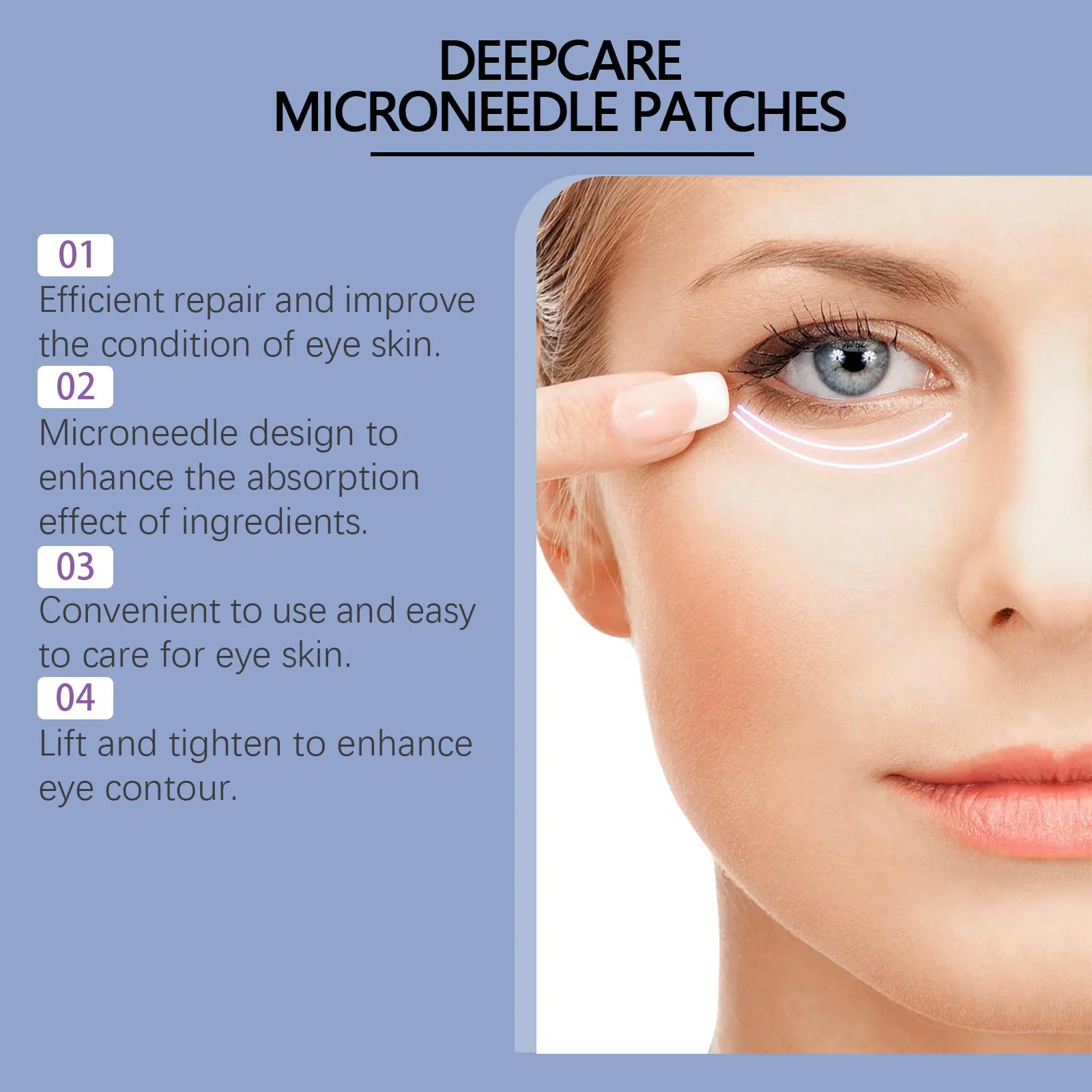 0.25mm Hyaluronic Acid Microneedle Patches Reduce Dark Circles Improve Eye Bags Puffiness Hydrating Anti-Aging Eye Care Qme
