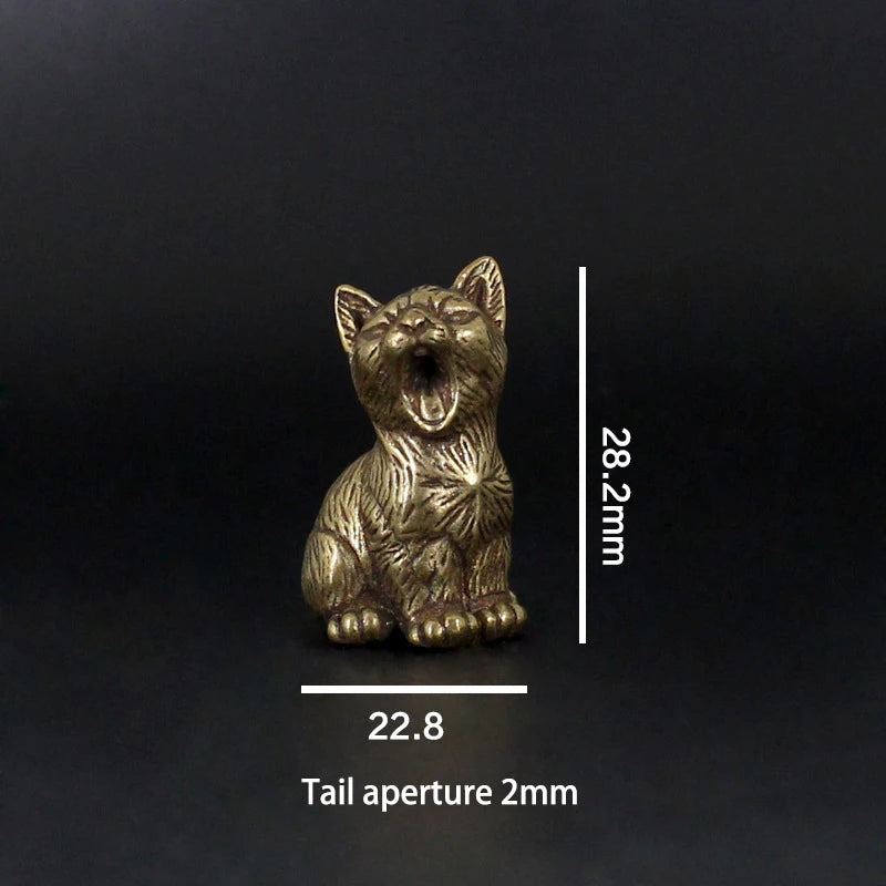 Retro Small Cat Brass Metal Statue Ornament Animal Figurines Figurine Qme