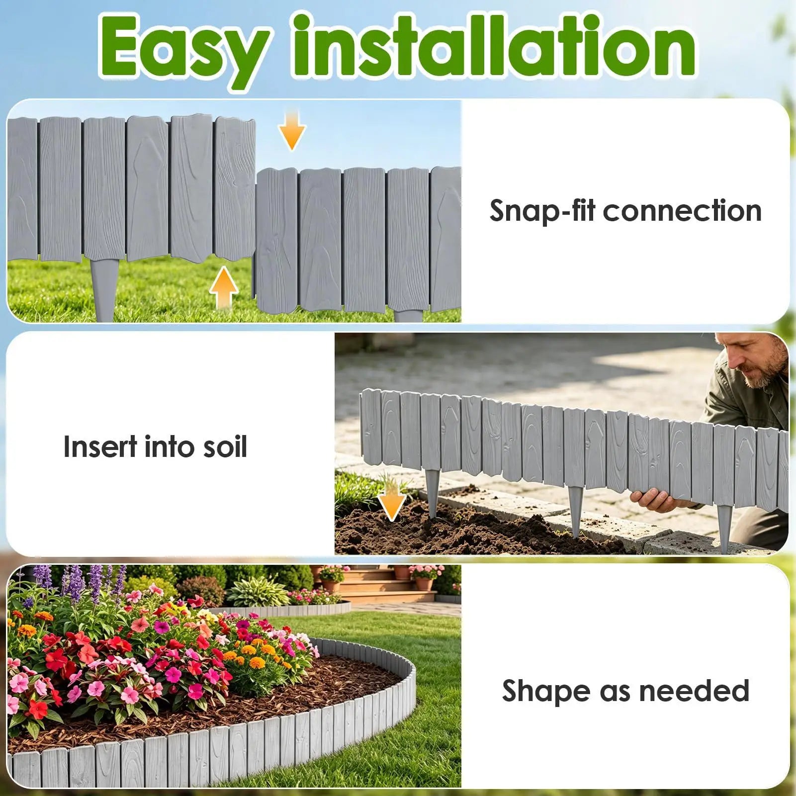Short Garden Fencing 10 Decorative Fence Landscape Edging Border Qme