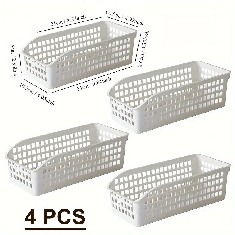 4pcs Stackable Storage Basket Set-Multifunctional Plastic Storage Box,Suitable for Books, Snacks,etc.Ideal Choice for Family Qme