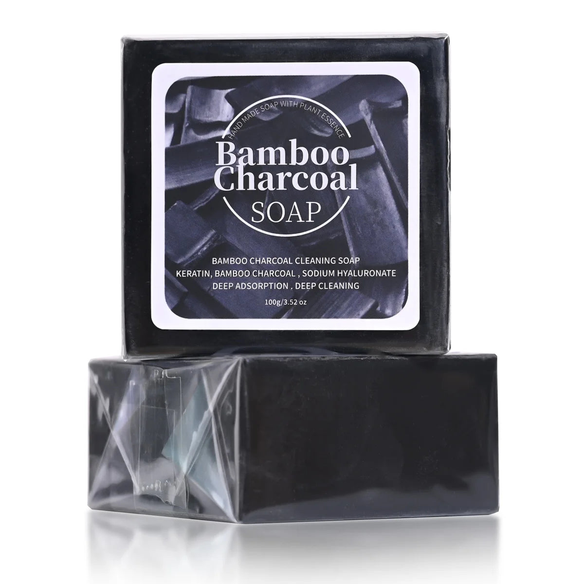 B+ Bamboo Charcoal Powder Deep Cleaning Soap Plant Oil Keratin Qme