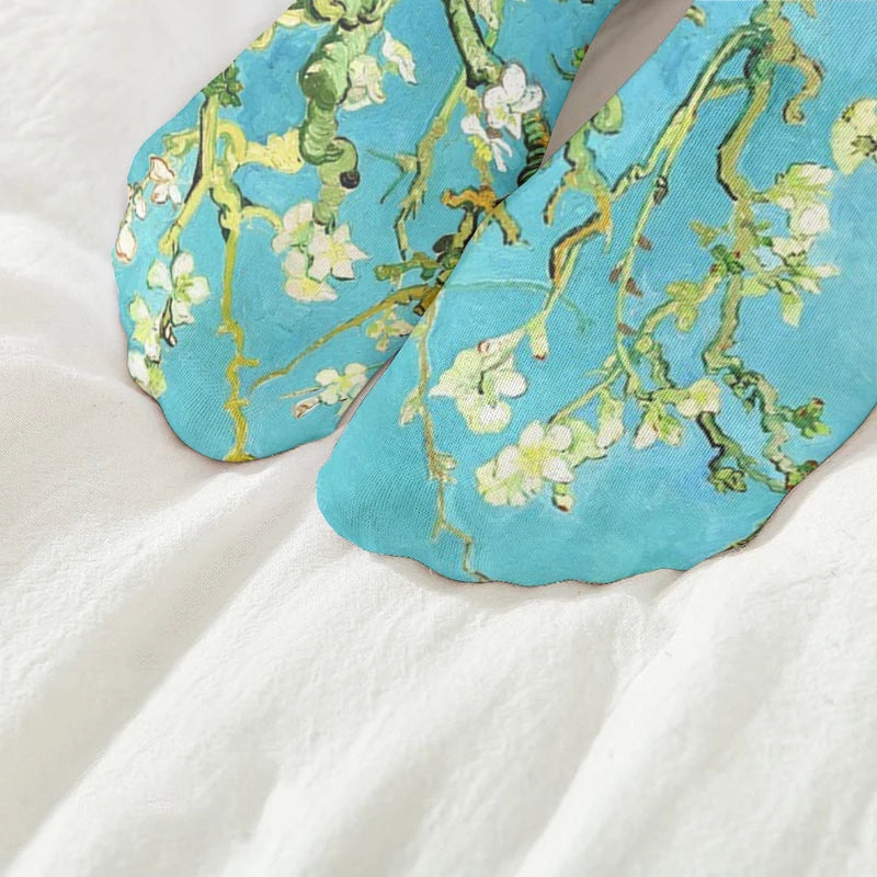 Van Gogh Mural World Famous Painting Sunflower Stockings Women Qme