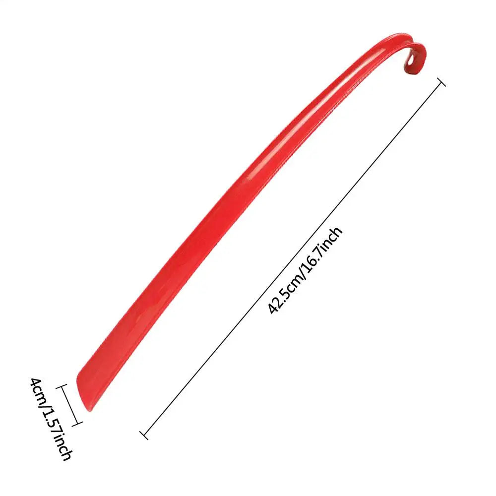 Long Handled Shoe Horn Dressing Stick Sock Remover Aid Helper Lazy Wear Helper Boot Lifter Shoehorns Accessories for Seniors Men Qme Red