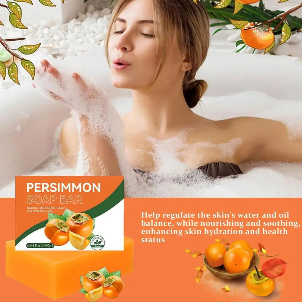 Persimmon Soap Bar Body Odor Removal Handmade Green Tea Face Wash Qme