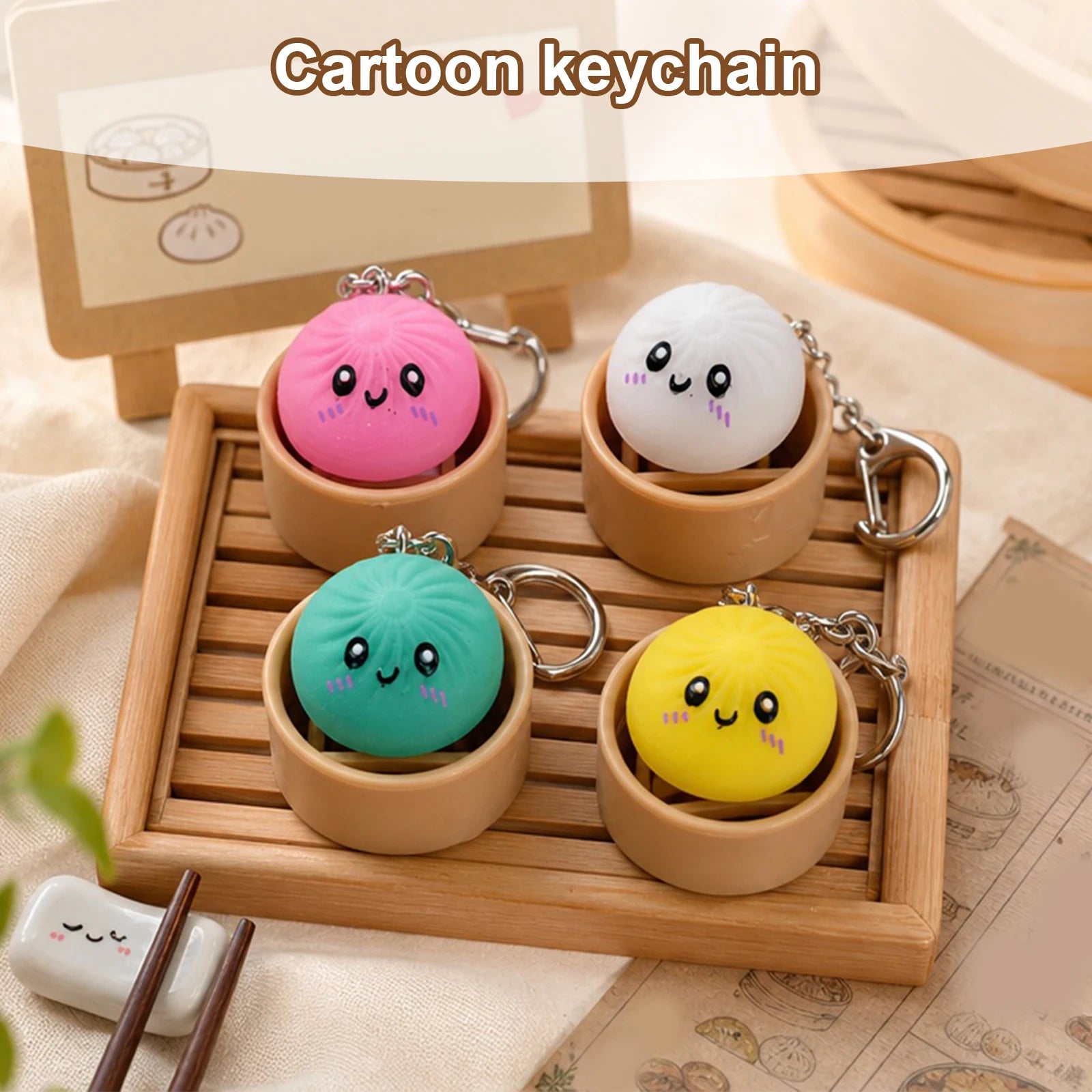 4/6/12PCS 3D Printed Dumpling Keyboard Keychain Fidget Toy Decompression Keyboard Clicker Toys Stress Relief Clicker Button Gift Qme
