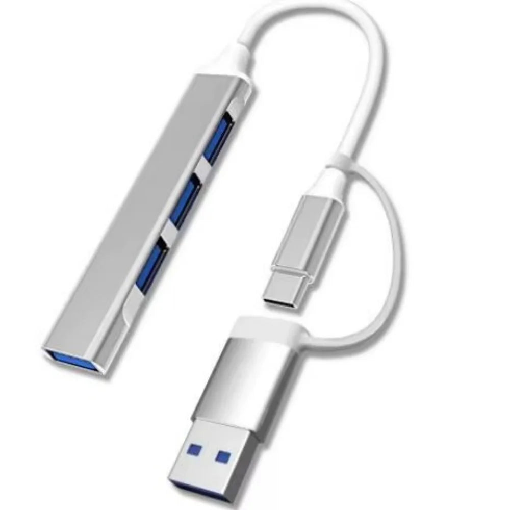 Type C USB HUB Dock USB 3.0 2.0 Hub 4 porte Multi Splitter Multi-port USB Splitter Expander for PC Computer USB Type C Adapter Qme USB Silver