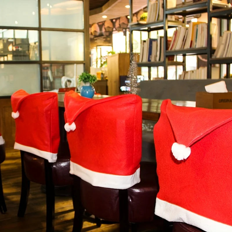 6 chair covers for Christmas decoration Qme Red