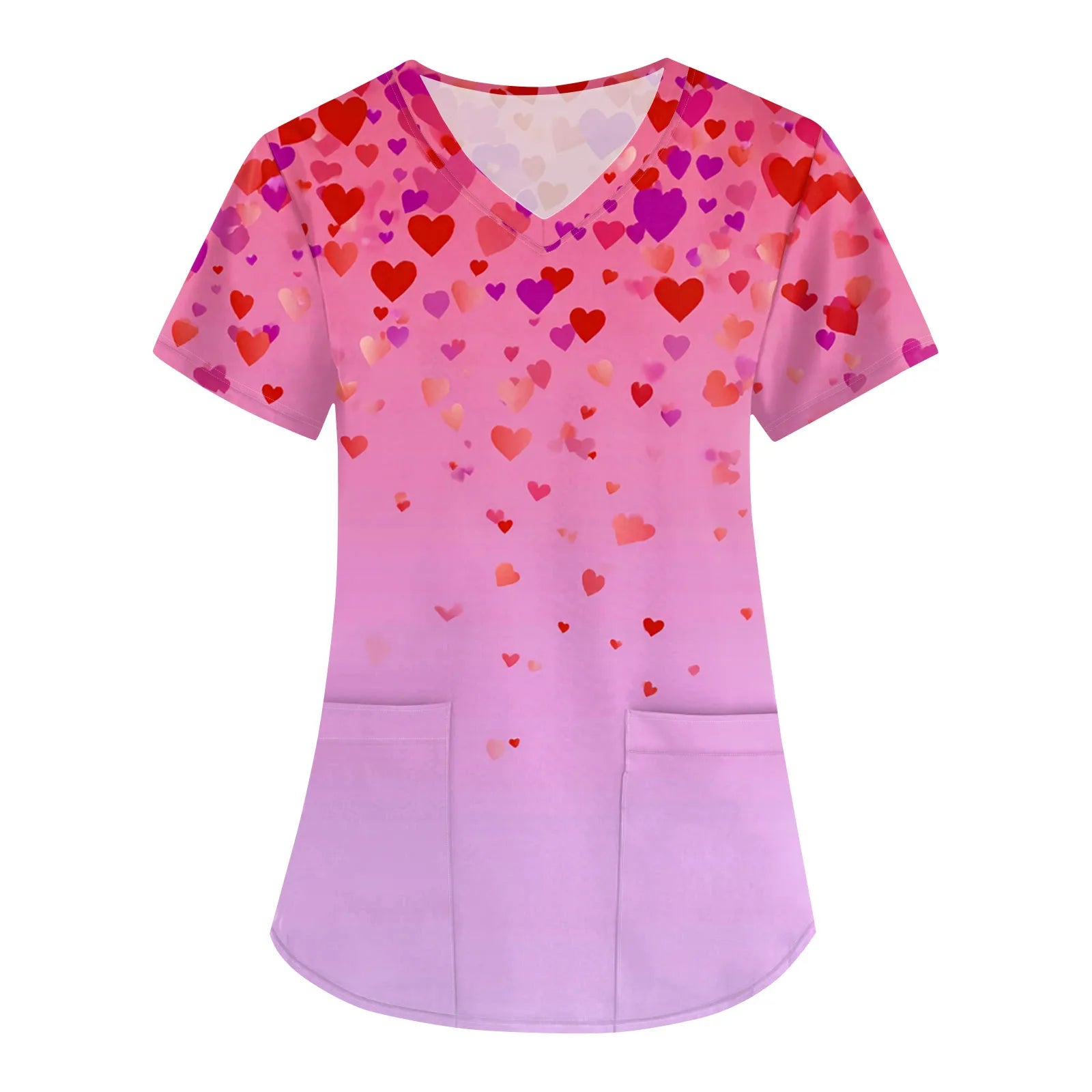 Summer Short Sleeve Medical Scrubs Clothes Pharmacy Beauty Salon Workwear Nurse Uniform Hospital Doctor Dental Surgery Work Top Qme Watermelon Red XXL