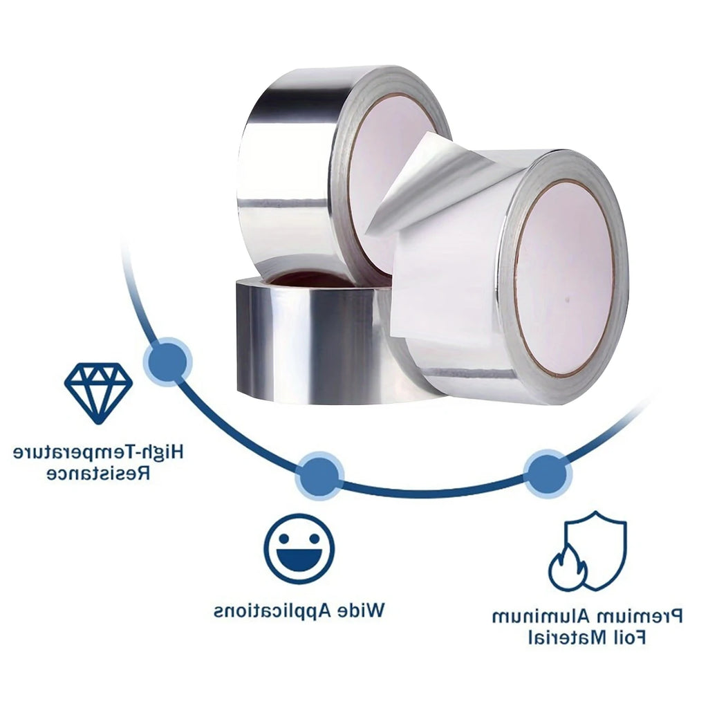 High-Quality Aluminum Foil Tape, High-Temperature Aluminum Foil Tape for Pipes And HVAC, Fire Resistant High Temperature Sticker Qme