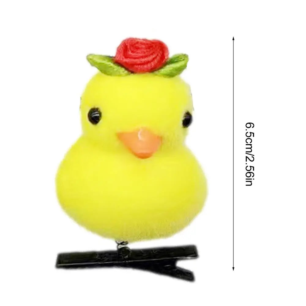 Little Yellow Duck Hairpin Plush Soft Hair Pins Fun Animal Clips Qme Rose style China Mainland