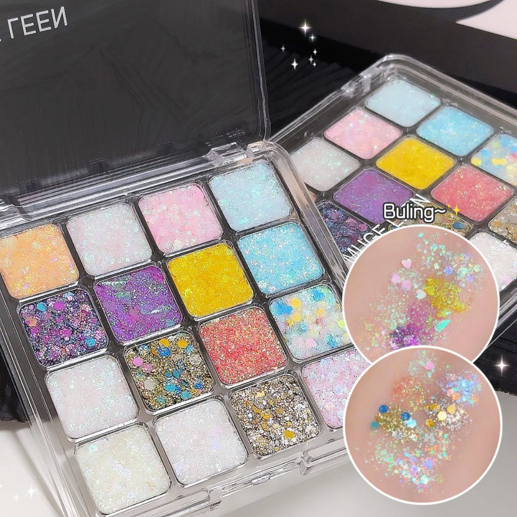 Shiny Sequins Flakes Eyeshadow Palette Self Adhesive Glitter Gel Hair Body Nail Blue Pink Yellow Sequin Gel Makeup Decoration Qme