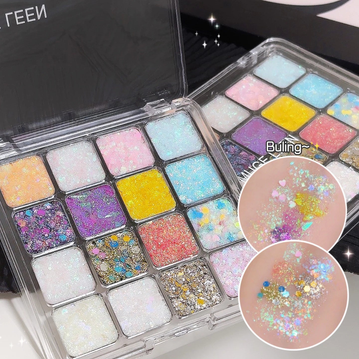 Shiny Sequins Flakes Eyeshadow Palette Self Adhesive Glitter Gel Hair Body Nail Blue Pink Yellow Sequin Gel Makeup Decoration Qme