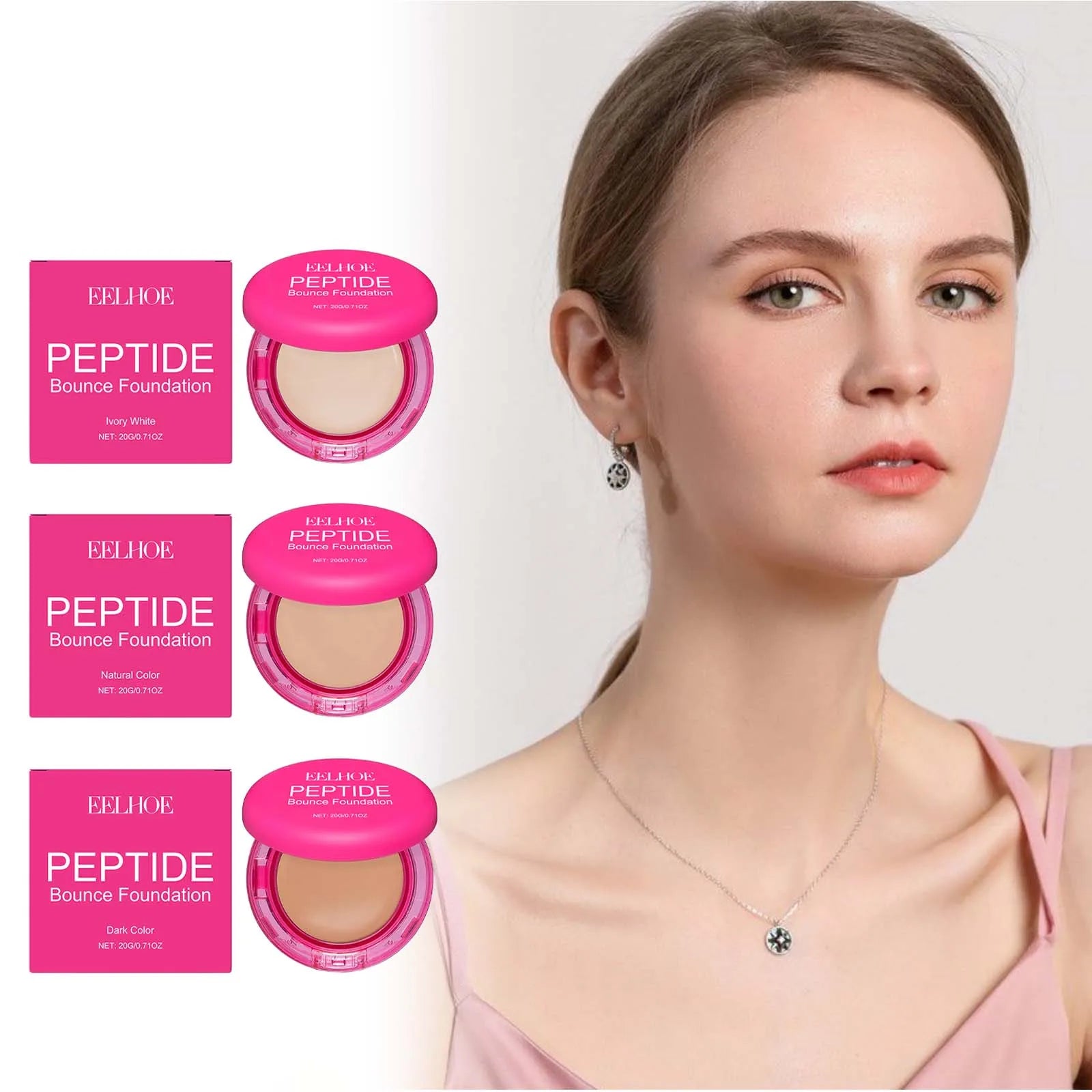 Peptide Bounce Balm Foundation Lasting Full Coverage Concealer Covers Spot Blemishes Brightening Oil Control Makeup Base Cream Qme