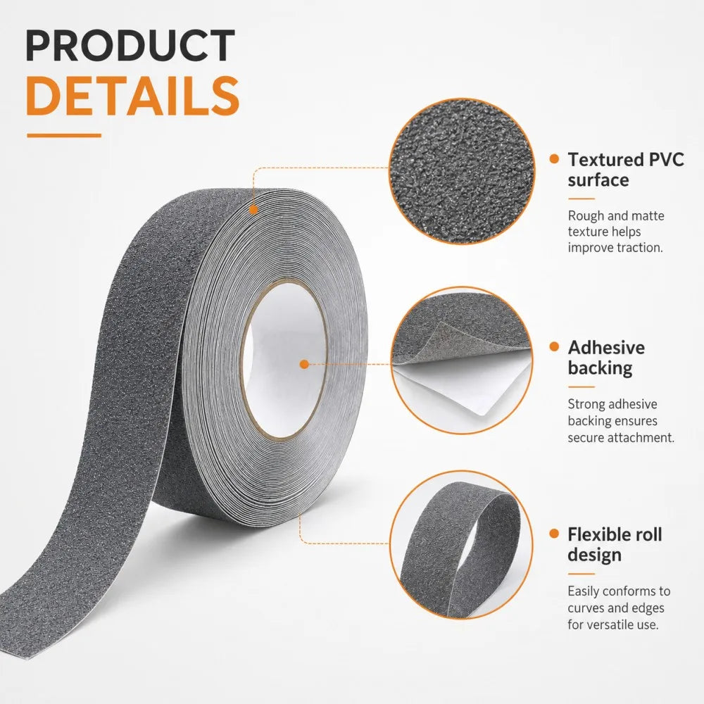 5cmX5m Anti Slip Adhesive Tape Non Skid Traction Strip for Bathroom Bathtub Edge Shower Floor Tile Kitchen Stair Treads Qme