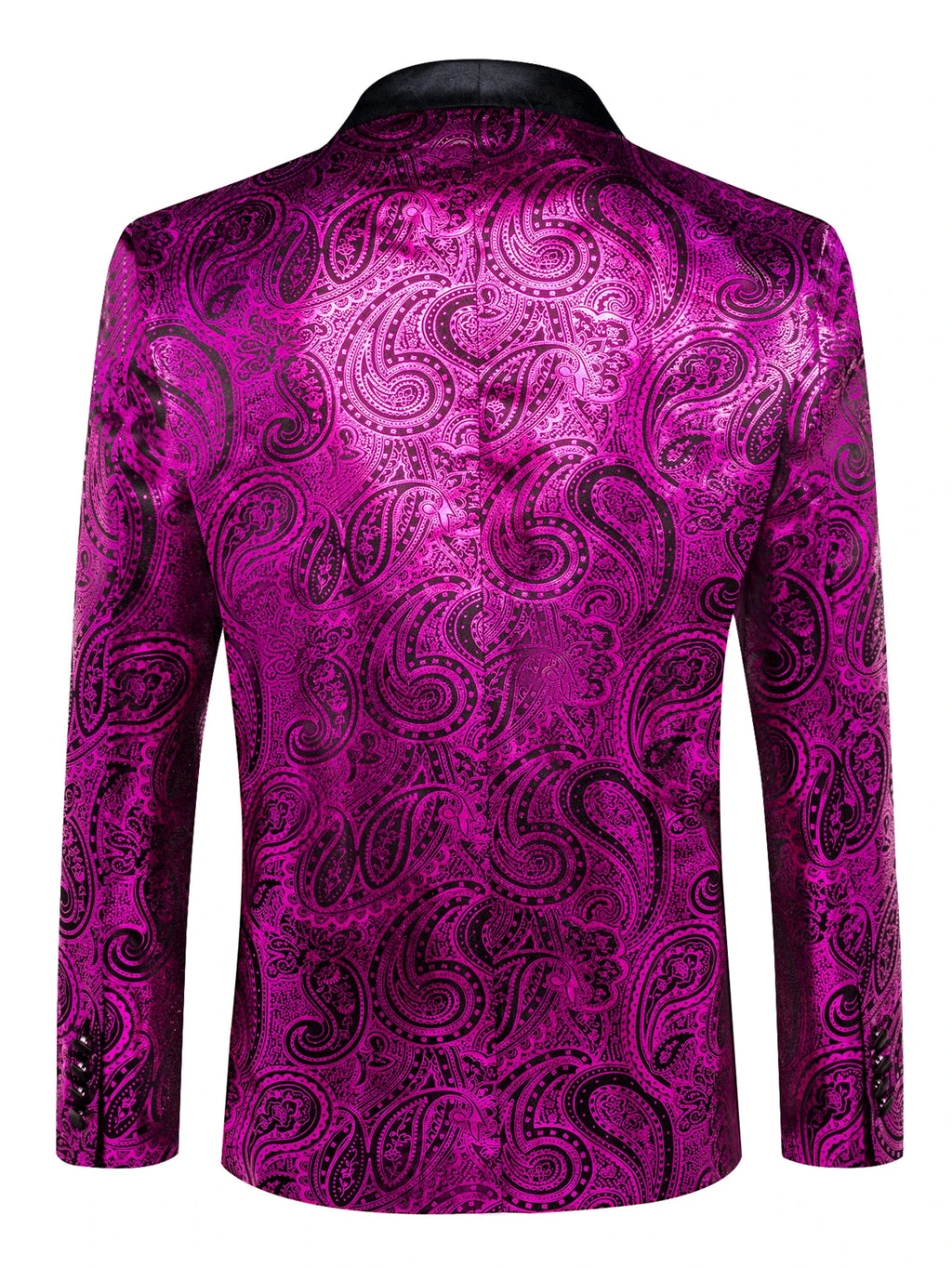Men's Fuchsia Paisley Tuxedo Jacket Single Button Shawl Lapel Blazer for Men Formal Wedding Banquet Prom Party Stage Wear Qme
