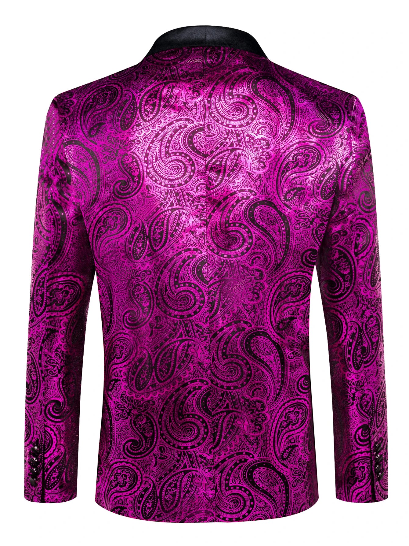 Men's Fuchsia Paisley Tuxedo Jacket Single Button Shawl Lapel Blazer for Men Formal Wedding Banquet Prom Party Stage Wear Qme