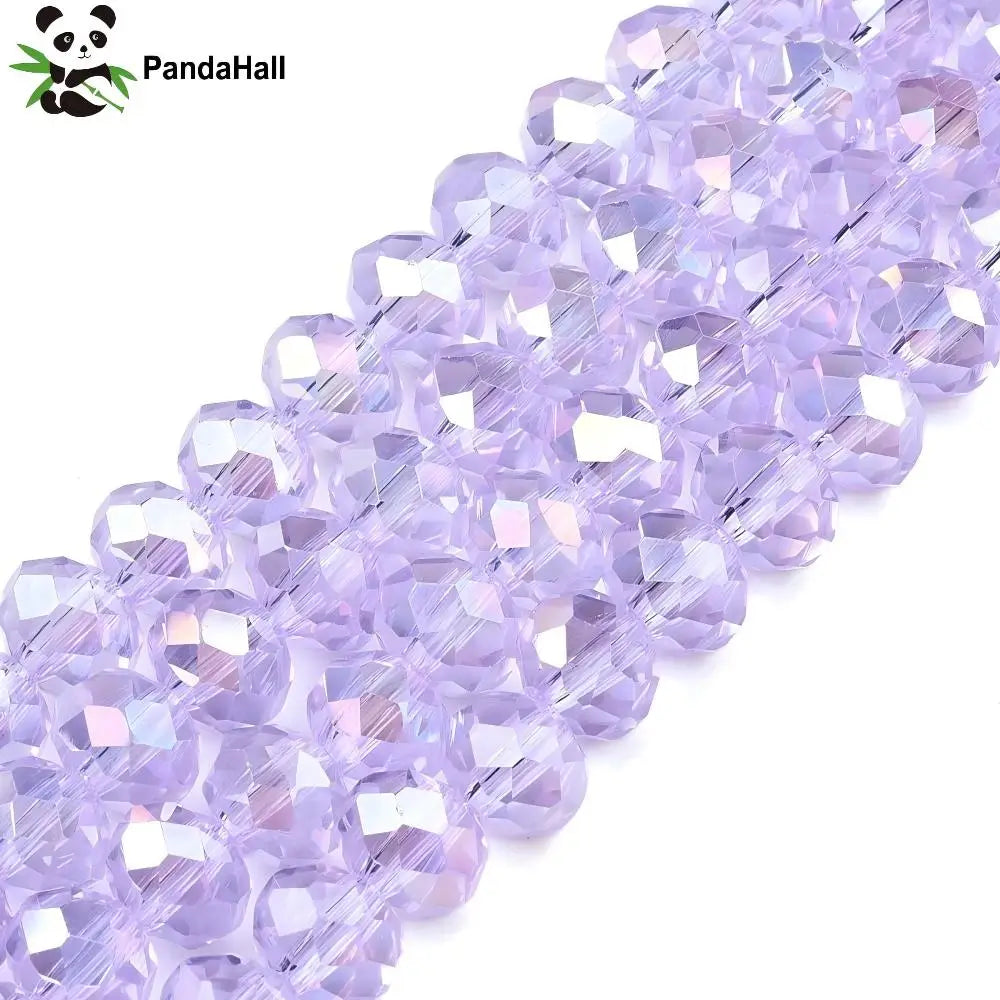 PandaHall 20strands glass Multicolor Beads AB Plated Faceted 8x6mm for DIY Jewelry Making Qme
