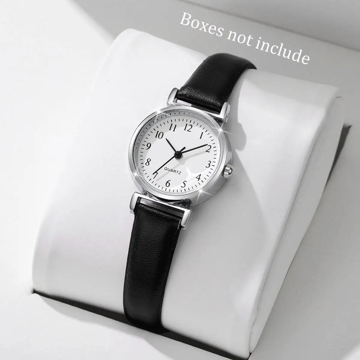 Moda pequeno mostrador feminino relógios simples pulseira de couro analógico relógio de pulso de quartzo para senhoras reloj Qme Black and white