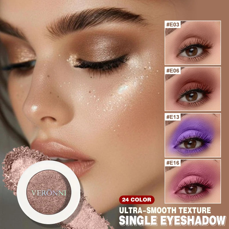 VERONNI Single Eyeshadow Matte Shimmer Glitter Pigment Waterproof Qme