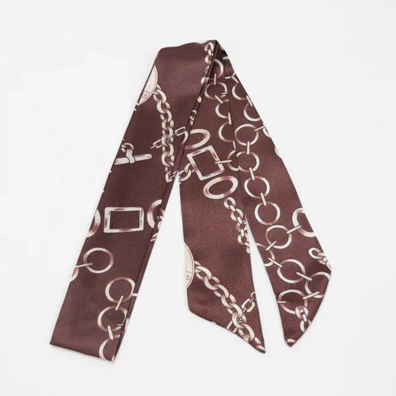Skinny Scarf Hair Small Women Simple Handle Ribbon Fashion Printing Qme A-6