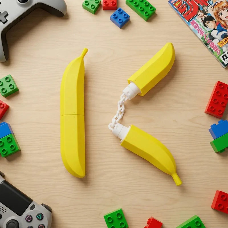 Banana Nunchucks Stress Relief Toy Soft Wrist Game Fun Safe Portable Qme YELLOW
